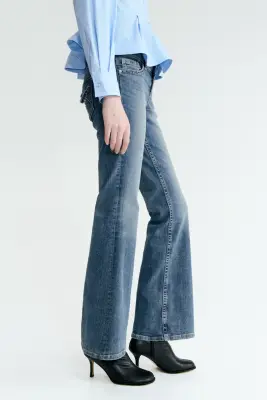 Flared Low Waist Jeans - Bleu denim — photo 2