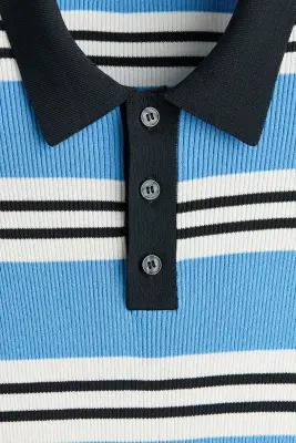 Regular Fit Polo shirt - Bleu/rayé — photo 4