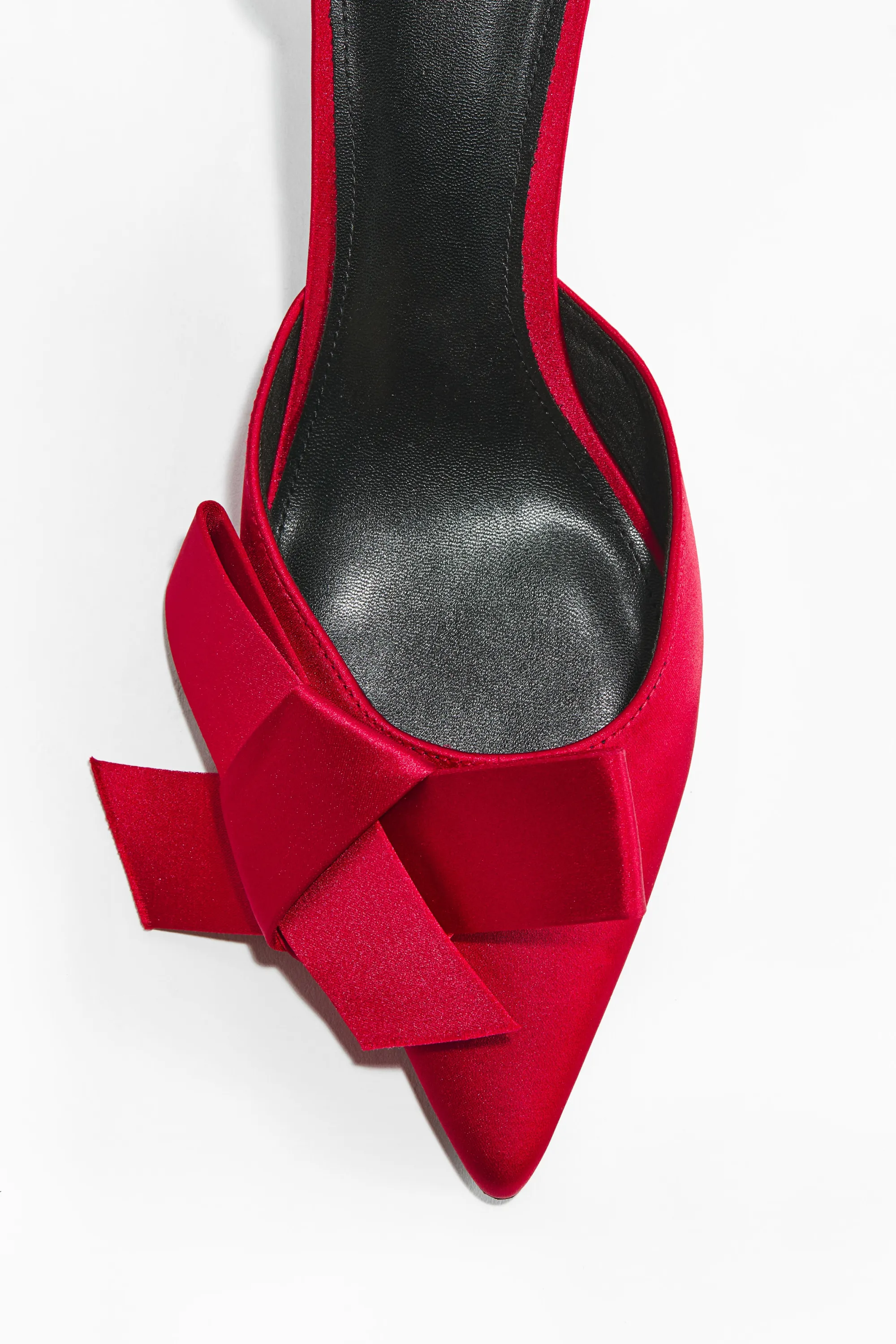 Escarpins en satin avec nœud - Rouge vif