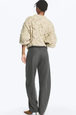 Pantalon de costume à jambes fuselées et coupe ample - Gris foncé chiné rayé — photo 2