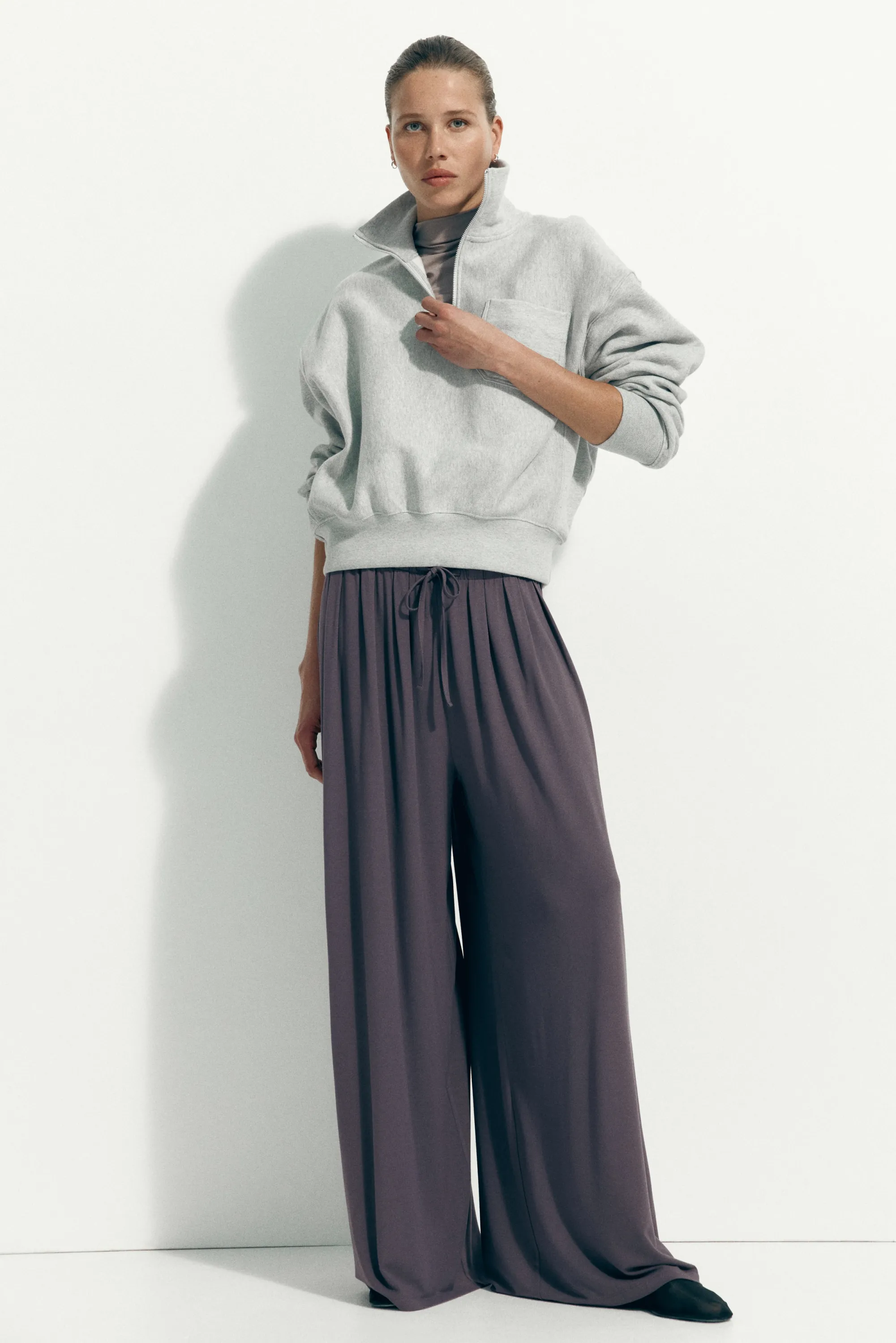 Pantalon à cordon en jersey - Violet ancien