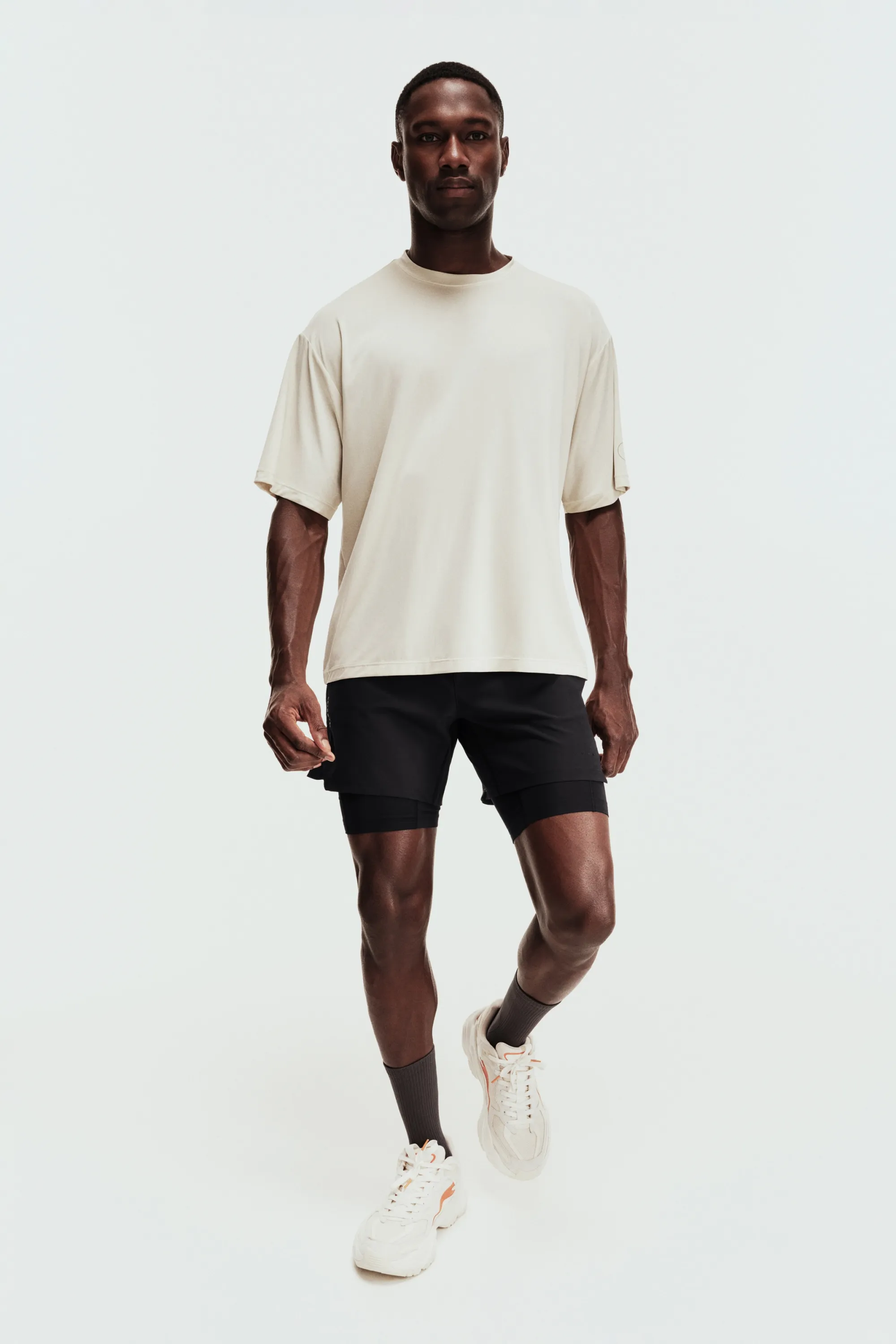 Short de sport superposé DryMove™ - Noir