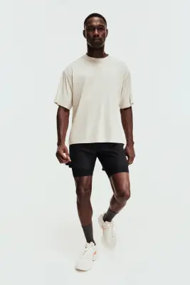 Short de sport superposé DryMove™ - Noir — photo 1