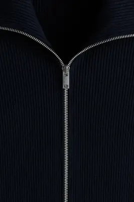 Gilet Slim Fit en maille côtelée - Bleu marine — photo 5