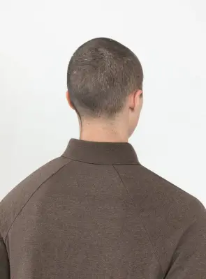 Polo Sweatshirt in Heather Chocolate Cotton & Elastane — photo 5