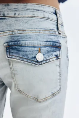 Flared Low Jeans - Bleu denim pâle — photo 3