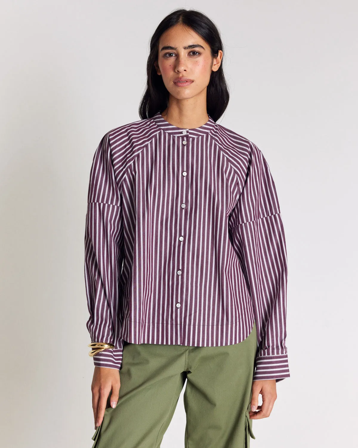 Chemise Josephine rayures prune