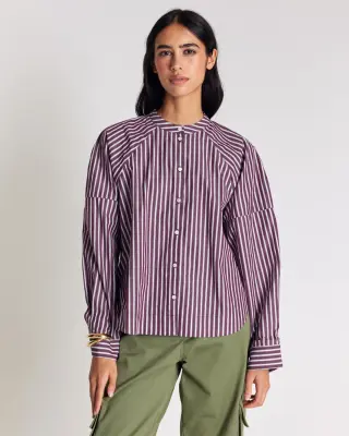 Chemise Josephine rayures prune — photo 1