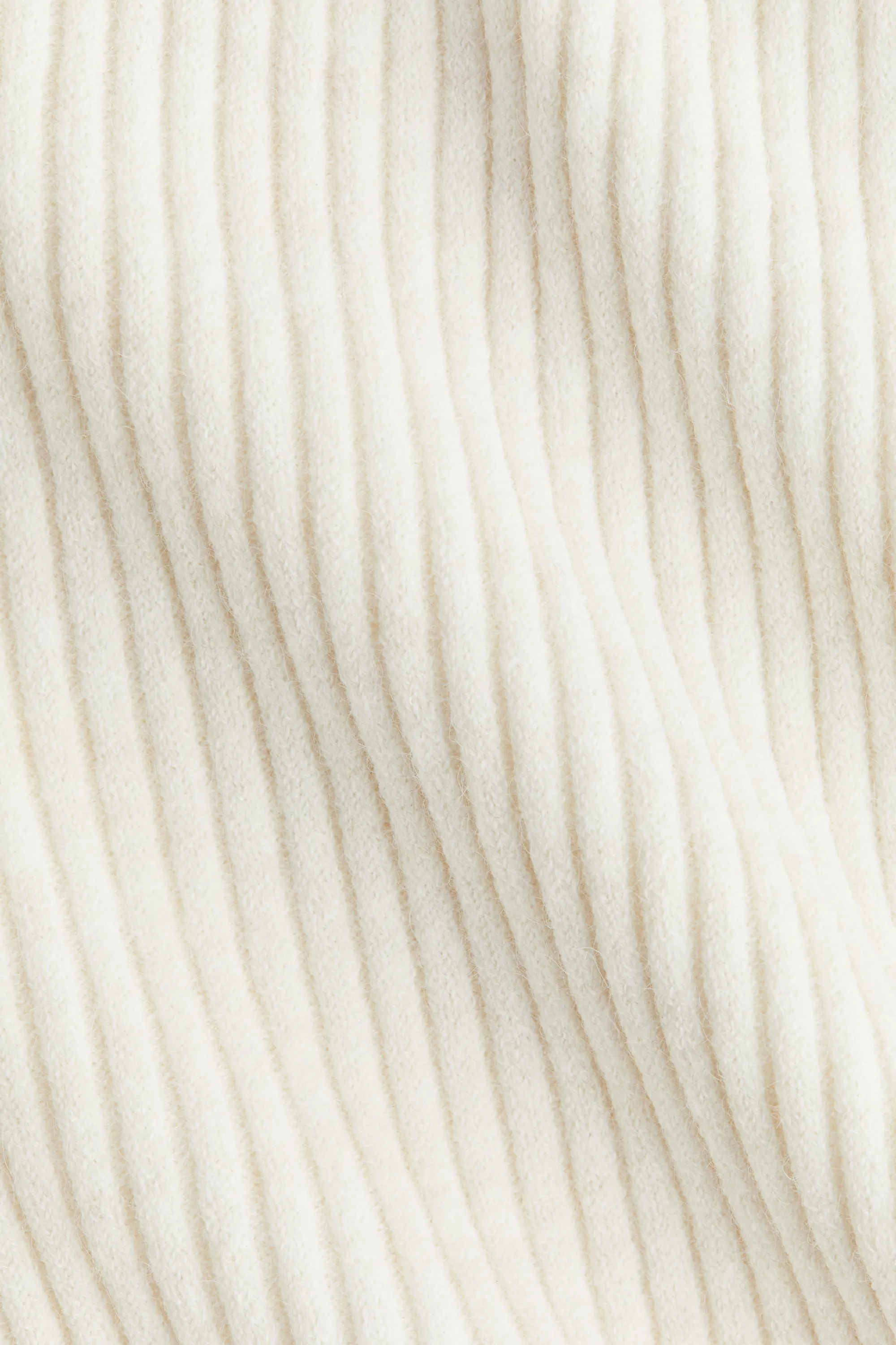 Pantalon large en maille côtelée - Crème