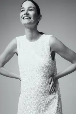 MAMA Robe à sequins avec nœud - Blanc/noir — photo 2