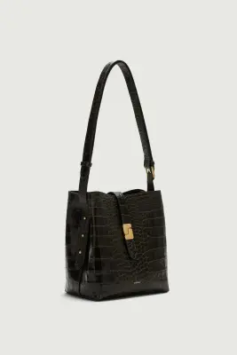 SAC BELLO MINI VERT OLIVE EFFET CROCO — photo 4