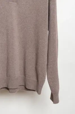Roberto Collina – Knit LS Skipper Polo Neck Sweater – Tortora — photo 3