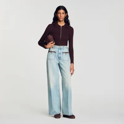 Cardigan à col fantaisie à fleurs