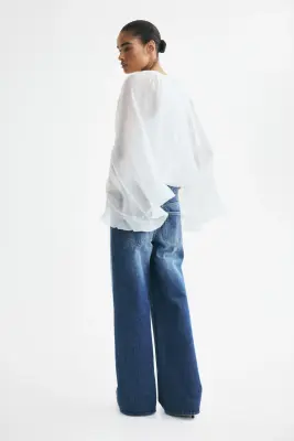 Blouse cape volantée - Blanc — photo 3