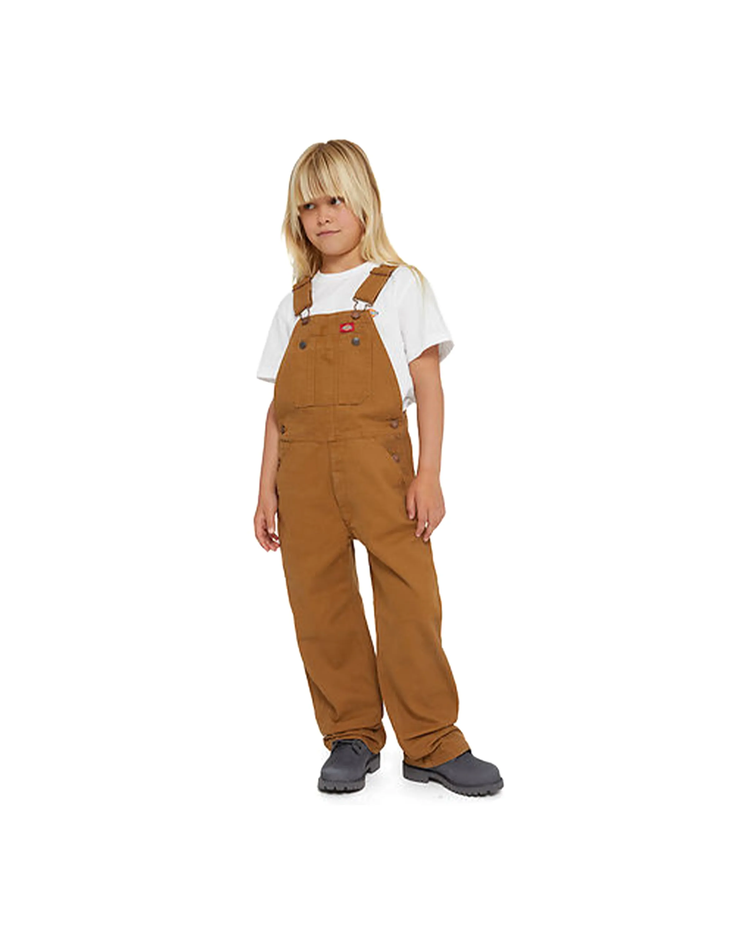 Kids Denim Bib Rinsed Brown