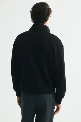 Sweat Relaxed Fit avec col zippé - Noir — photo 3