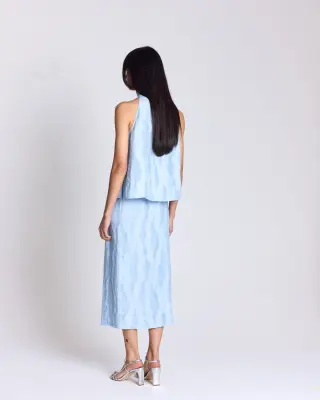 Top Leonora bleu ciel texturé — photo 4