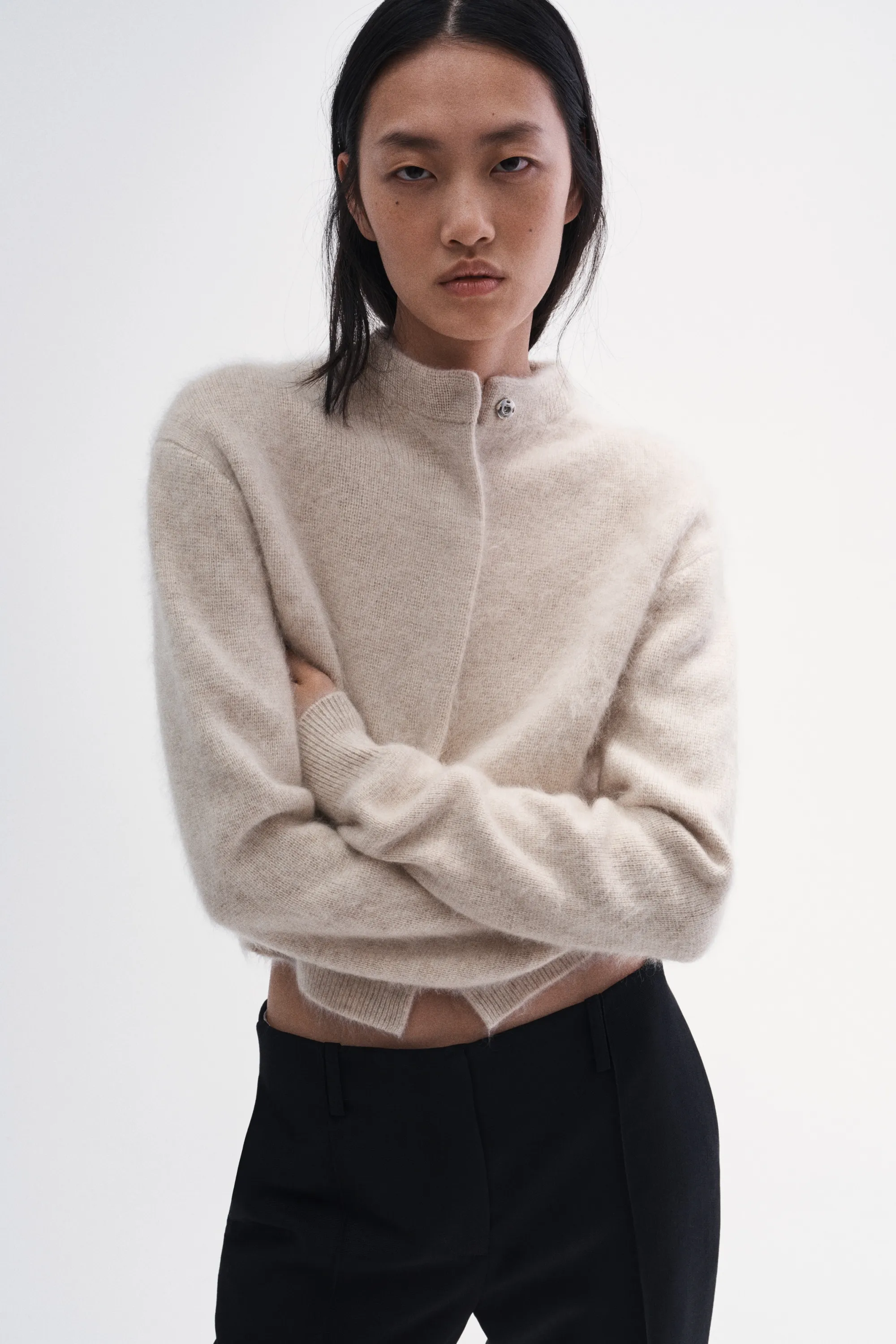Gilet en cachemire brossé - Beige clair