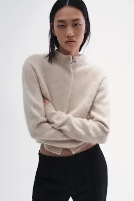 Gilet en cachemire brossé - Beige clair — photo 1