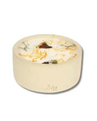 Bougie fleurie et pot en grès, parfum Fleur d'Oranger — photo 1