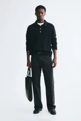 Polo Regular Fit en maille - Bleu marine — photo 2