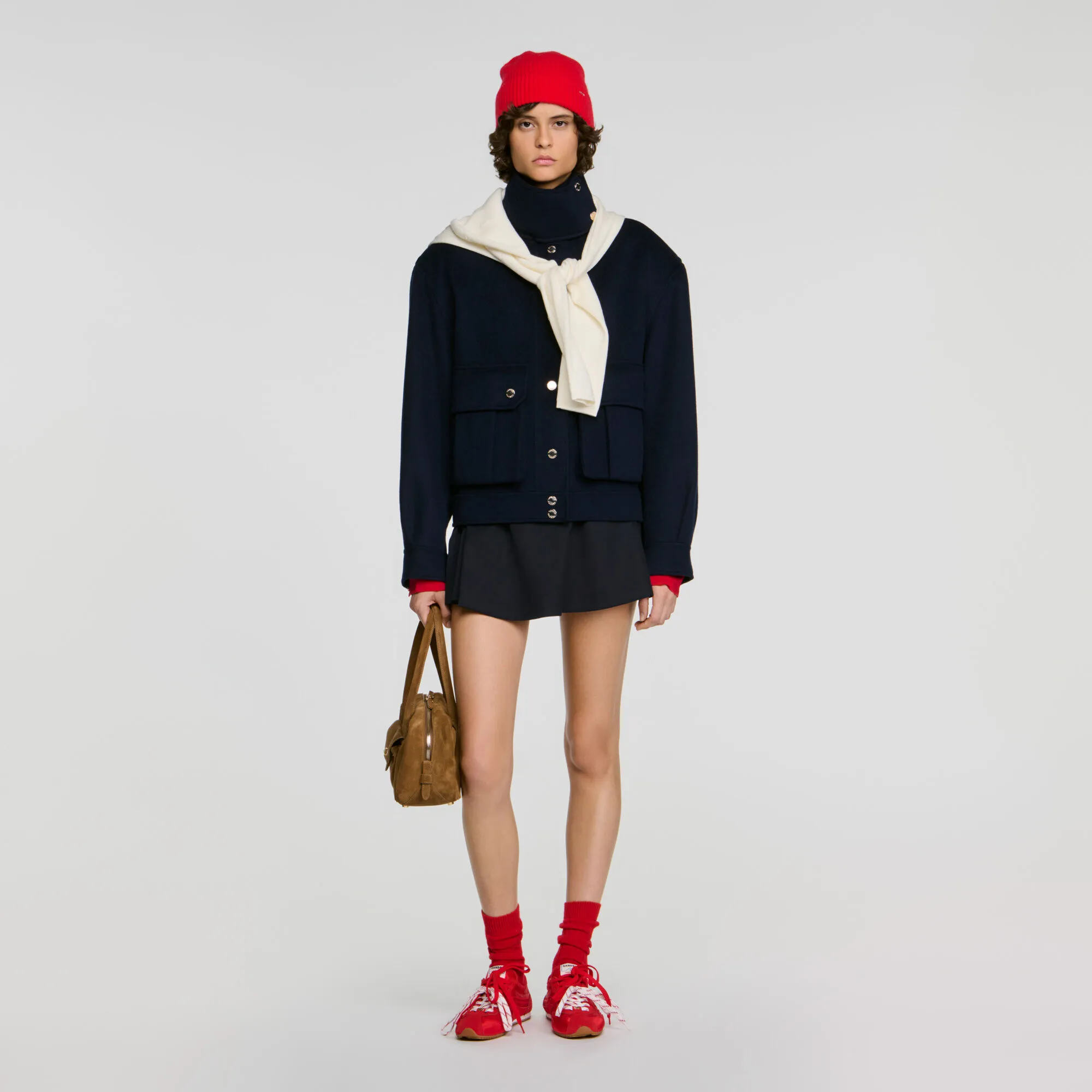 Manteau double face col montant