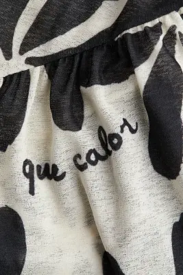 Jupe en maille vaporeuse - Blanc/noir/fleuri — photo 2