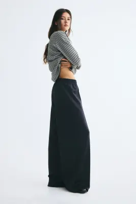 Pantalon finement côtelé avec cordon de serrage - Bleu marine — photo 3