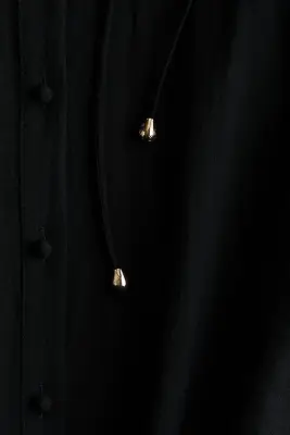 Robe froissée avec broderie anglaise - Noir — photo 4