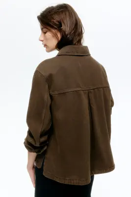 Veste en denim de coton - Vert kaki foncé — photo 3