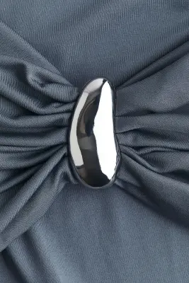 Robe à effet drapé - Gris foncé — photo 4