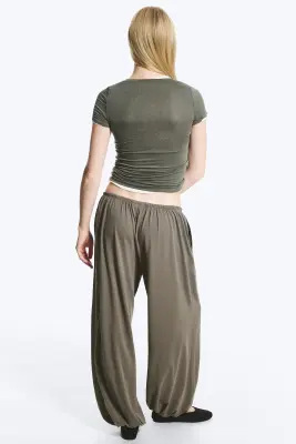 Pantalon bouffant mi-haut doux - Gris cendré — photo 3