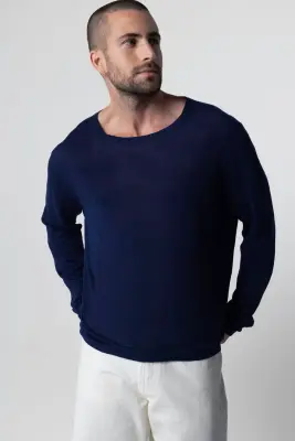 Pull Blue Moon Col Rond Manches Longues en Lin