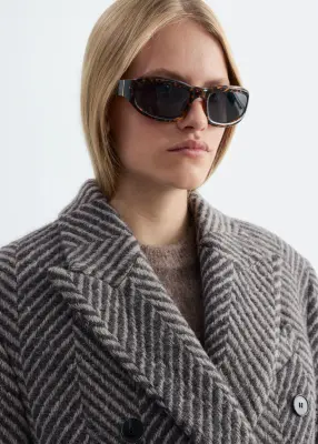 Manteau croisé en coton et en laine - Beige — photo 4