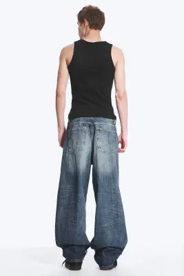 Jean baggy ample taille mi-haute unisexe Astro - Board Blue - Medium Blue — photo 1