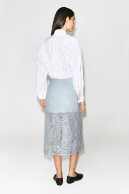 JUPE MIDI EN DENTELLE - BLEU CIEL — photo 3
