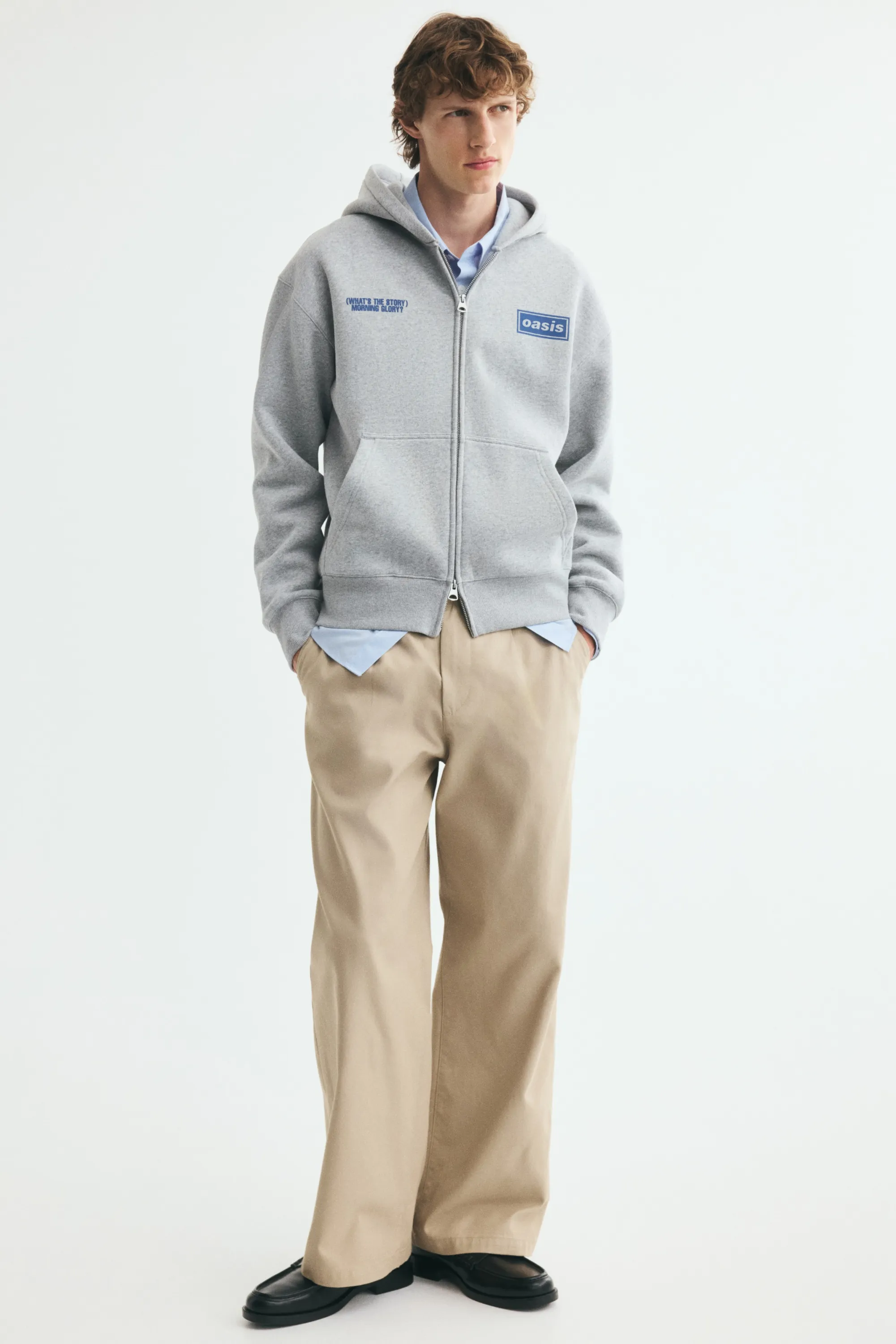 Veste imprimée Regular Fit avec capuche et zip - Gris clair chiné/Oasis