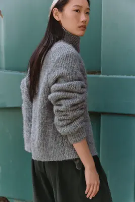Cardigan boutonné - Gris poudré chiné — photo 5