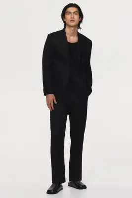 Veste Slim Fit en lin - Noir — photo 2