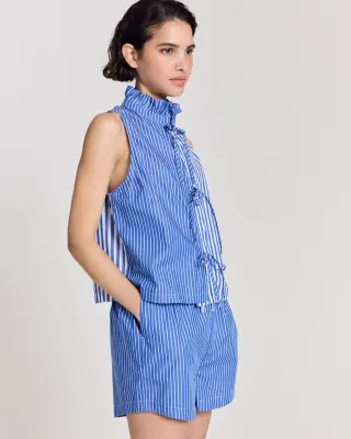 Top Gersende rayures bleu patchwork — photo 4