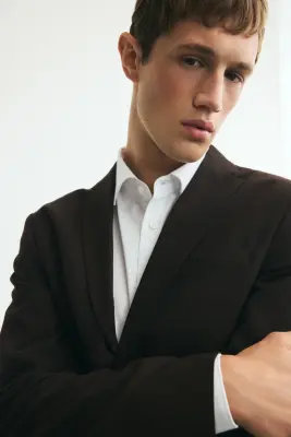 Veste Slim Fit à fermeture droite - Marron foncé — photo 2