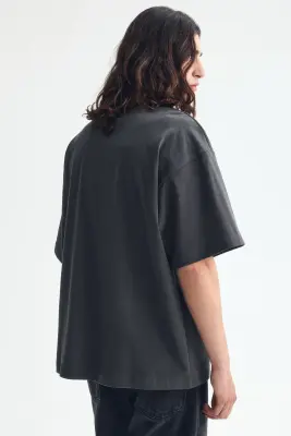T-shirt Oversized Fit en coton - Gris foncé — photo 3