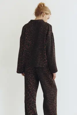 Pyjama en mousseline de coton - Marron foncé/imprimé léopard — photo 2