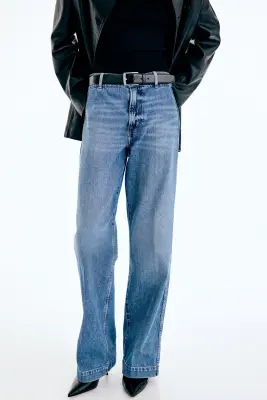 Wide High Waist Jeans - Bleu denim — photo 1