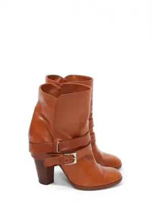 Bottines Biker en cuir fauve et talon bois Px boutique 600€ Taille 38,5 — photo 1