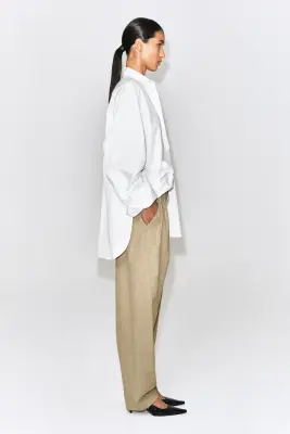 PANTALON TAILLEUR TULIPE À PLIS - BEIGE CHINÉ — photo 2