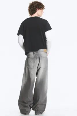 Jean baggy ample taille mi-haute unisexe Astro - Complex Grey – Gris moyen — photo 3