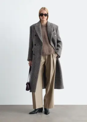 Manteau croisé en coton et en laine - Beige — photo 2