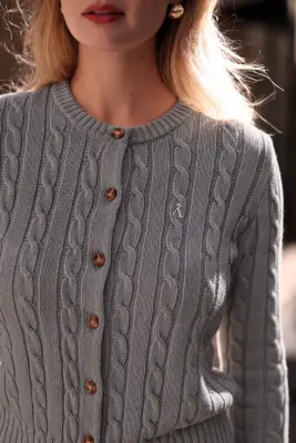 Vincent Cotton Cashmere Cardigan - Grey — photo 4