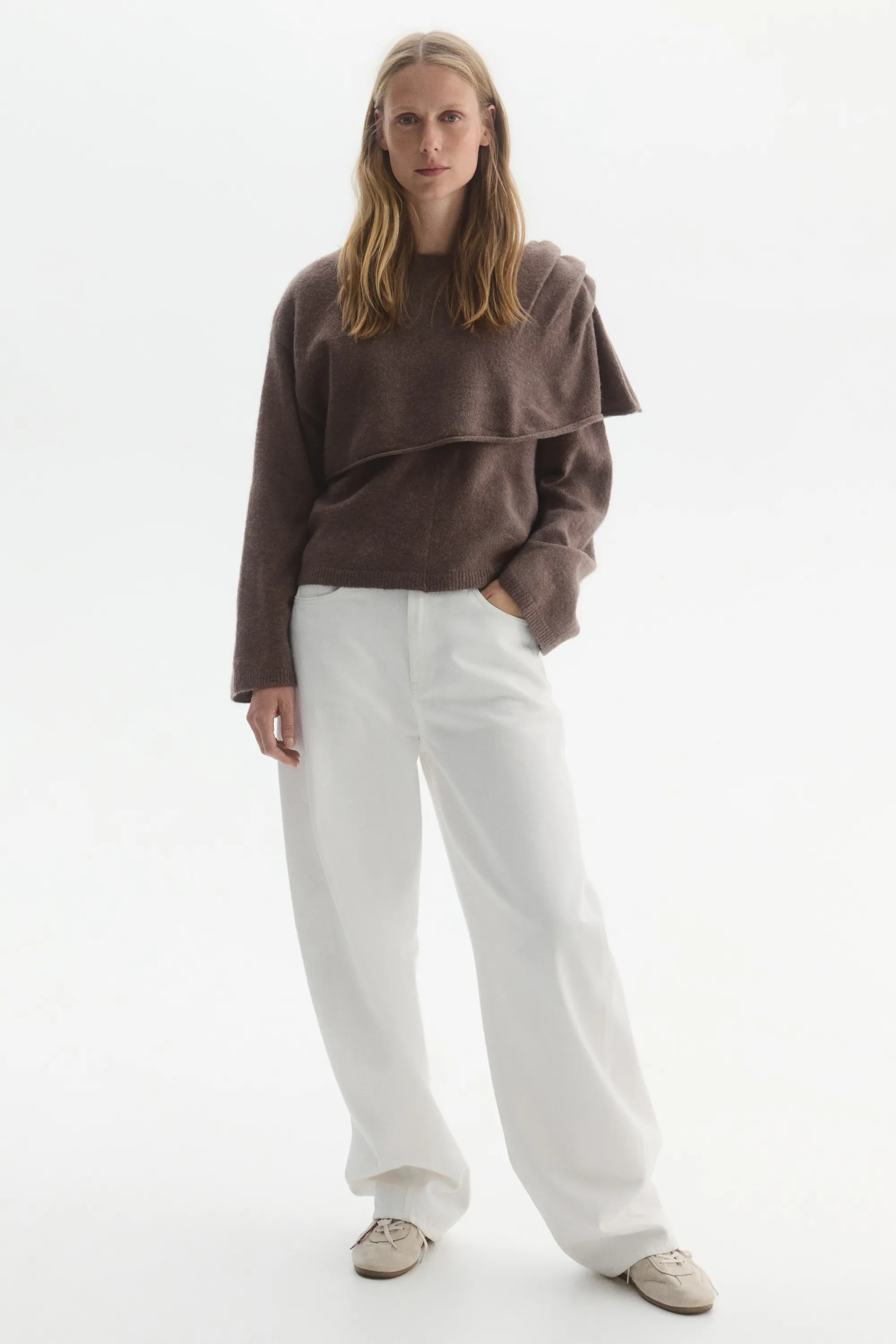 MAMA Pull d'allaitement avec détail façon cape - Taupe foncé